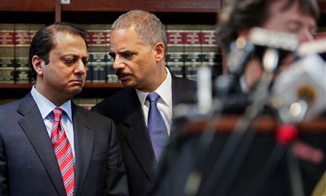 U.S. Attorney Preet Bharara and Attorney General Eric Holder